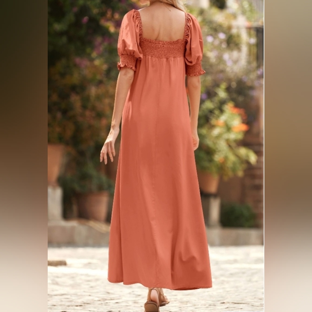 Women’s Rust Square-Neck Maxi Dress - Picture 2 of 3
